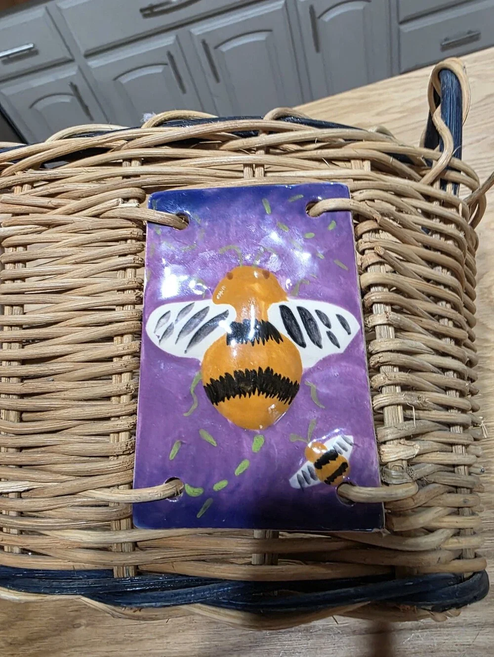 Hand Painted Ceramic Tiled Basket